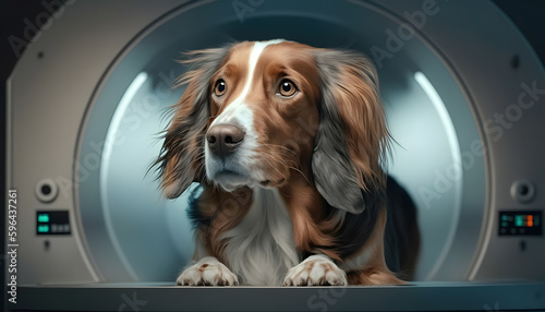 Magnetic resonance imaging MTI for dog pet animal. Generation AI