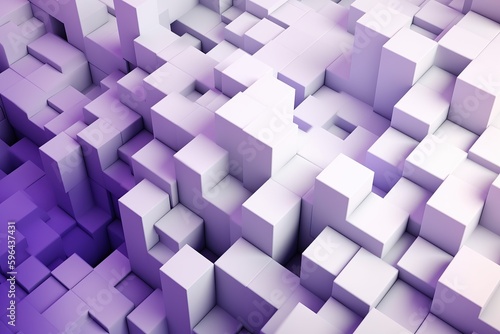 Violet 3D geometric square background created by Generative AI