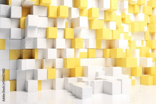 Yellow geometric square background created by Generative AI