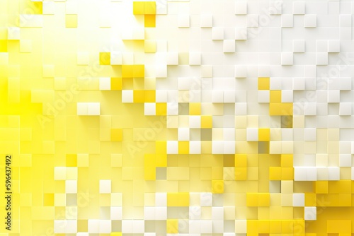 Yellow 3D geometric square background created by Generative AI