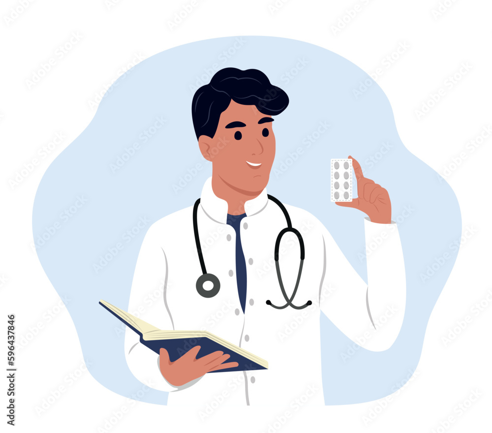 Doctor black with medicine. A doctor writes a prescription. Doctor black with medicine. A doctor writes a prescription.
