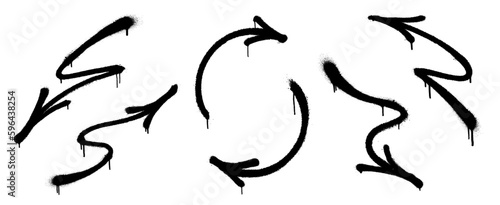 Graffiti arrow with overspray in black over white. Vector graffiti image