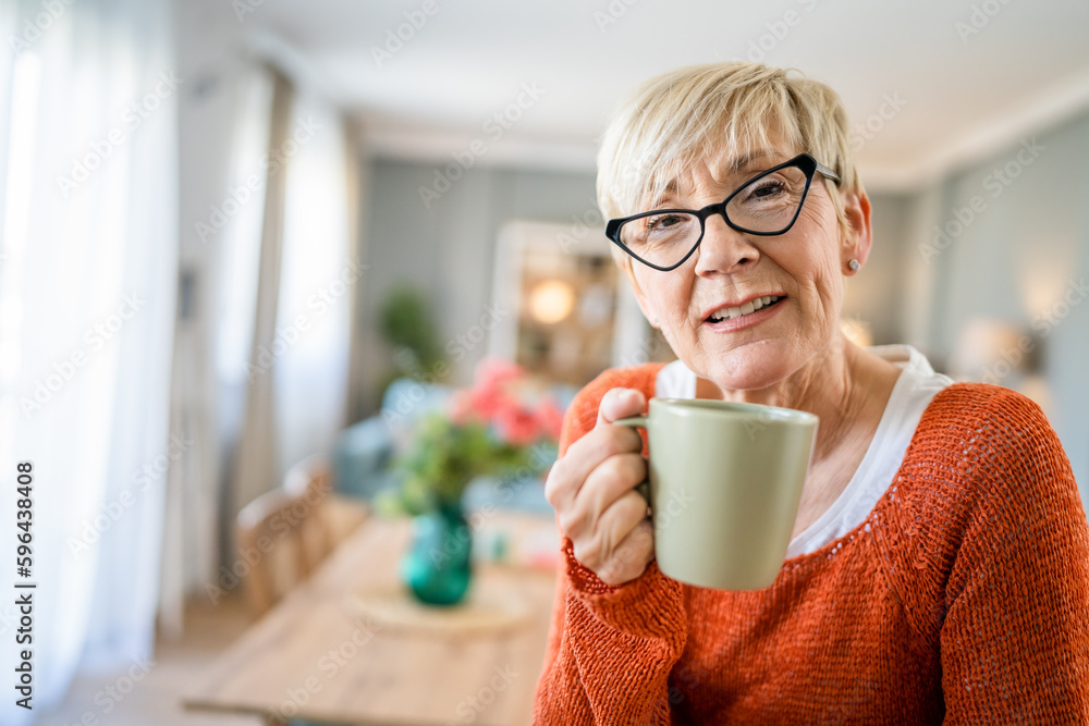 Close up portrait of one senior woman with short hair happy smile Close up portrait of one senior woman with short hair happy smile