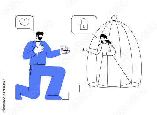 Forced marriage abstract concept vector illustration.