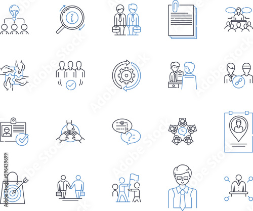 Administration ideation line icons collection. Streamline, Optimization, Organization, Implementation, Efficiency, Innovation, Planning vector and linear illustration. Generative AI