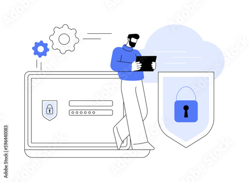 Cloud computing security abstract concept vector illustration.