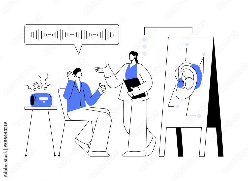 Assistive hearing device abstract concept vector illustration. Assistive hearing device abstract concept vector illustration.