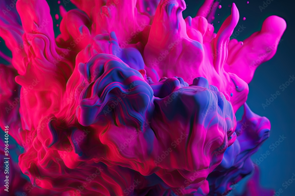 Vibrant Neon Pink Water Splashes in Mesmerising 3D Art Design: Generative AI