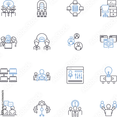 Sales pitch line icons collection. Persuasion, Engagement, Convincing, Benefits, Impact, Hook, Pitch vector and linear illustration. Connection,Empathy,Influence outline signs set Generative AI