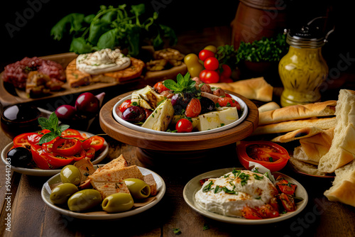 Delicious Mediterranean Dish, greek salad with fresh vegetables, healthy food