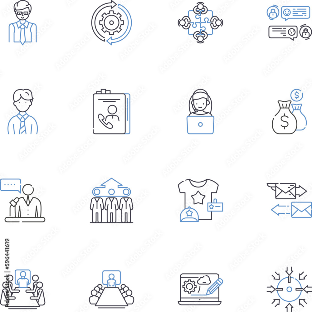 Sales operations line icons collection. Performance , Efficiency , Productivity , Metrics , Revenue , Forecasting , Pipeline vector and linear illustration. Prospecting ,Quota ,Territory Generative AI