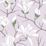 Seamless pattern with magnolia flowers