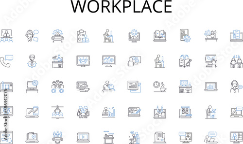 Workplace line icons collection. Shipment, Freighter, Container, Bulk, Carrier, Transport, Haulage vector and linear illustration. Logistics,Loading,Unloading outline signs set Generative AI