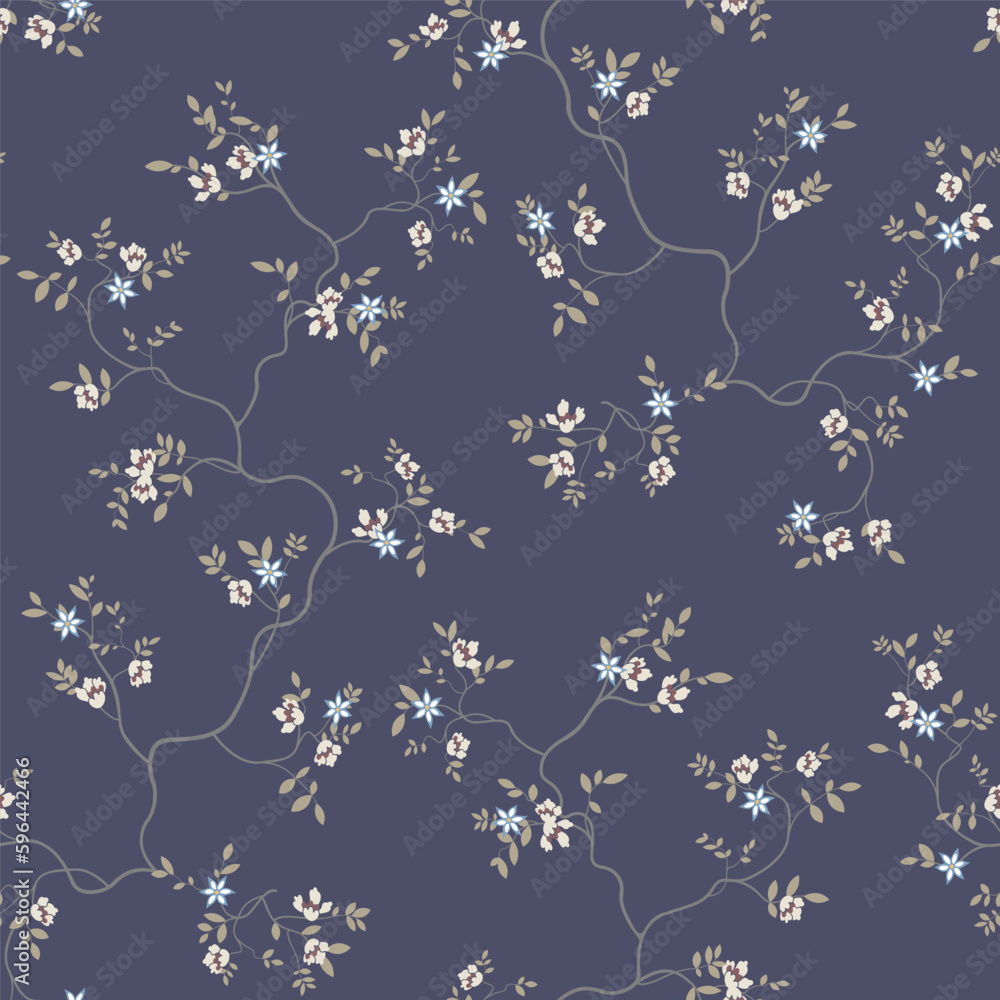 seamless pattern of flowers, branches and leaves seamless pattern of flowers, branches and leaves