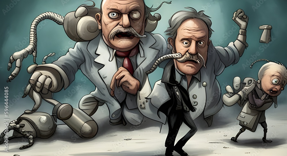 ai gnerated Illustations of mad scientist with mad experiments Stock ...