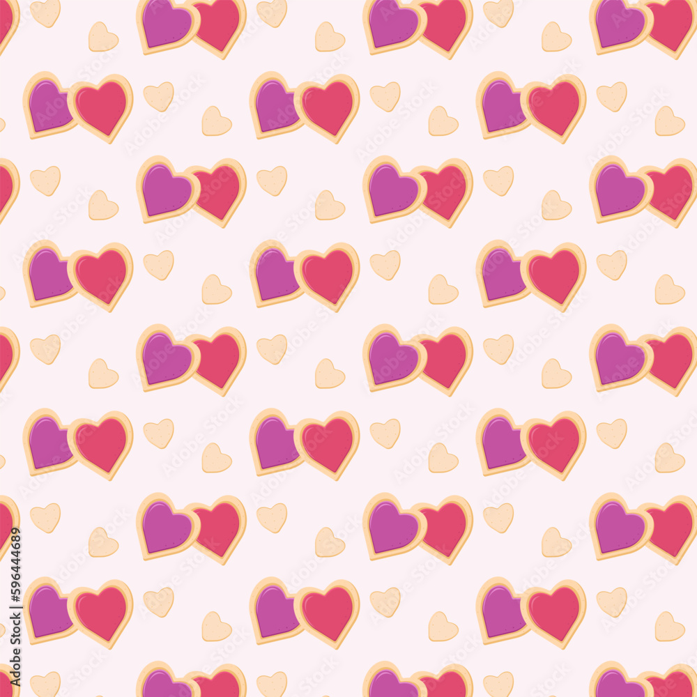 Seamless pattern with hearts. Biscuits hearts. 