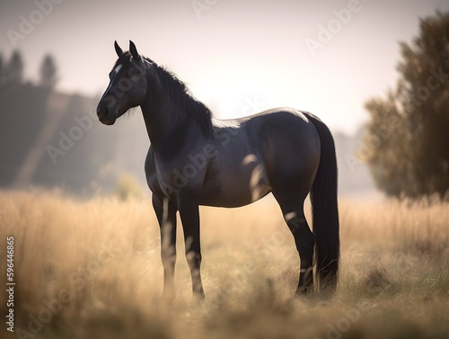 horse at sunset  Generative AI 