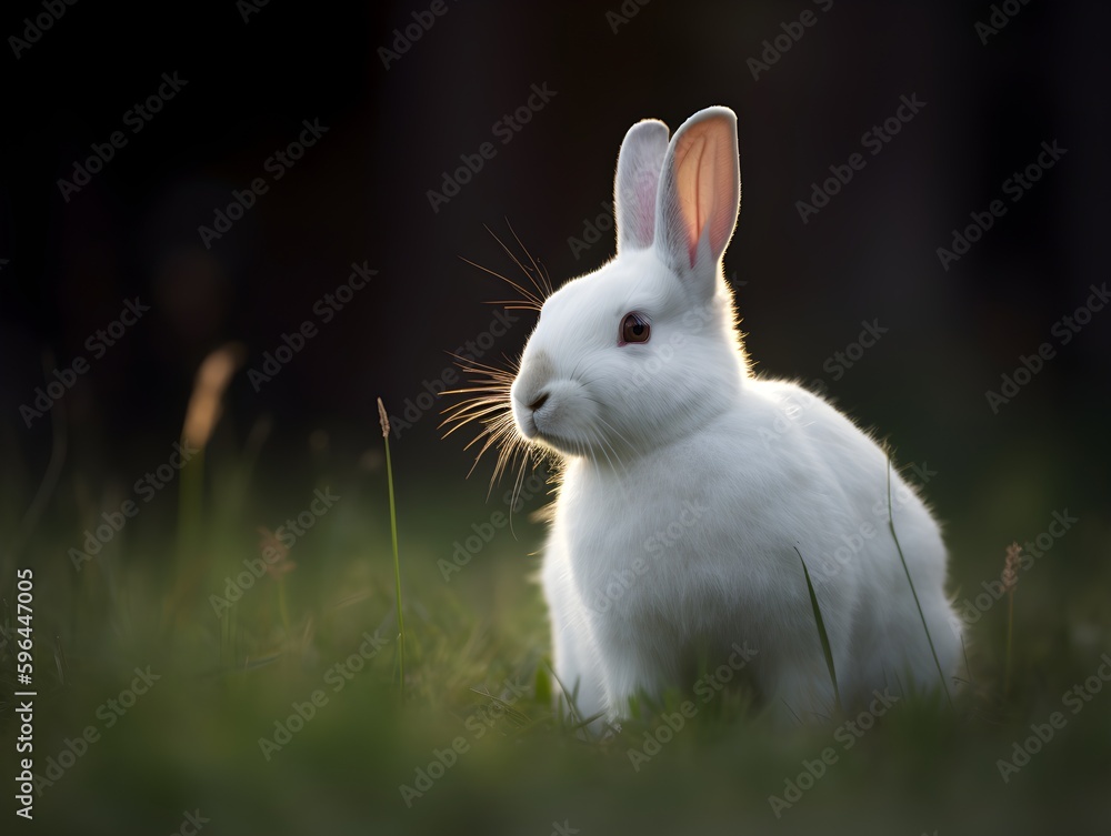 white rabbit on the grass (Generative AI) white rabbit on the grass (Generative AI)