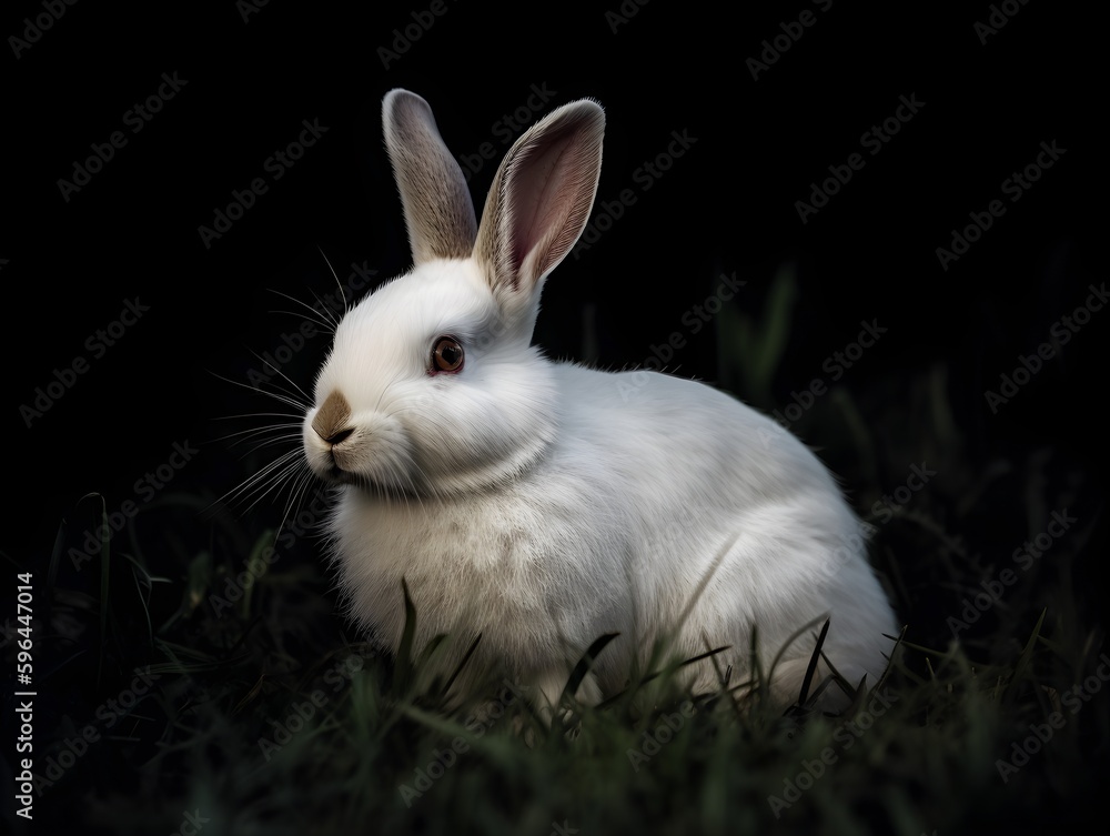 white rabbit on the grass (Generative AI) white rabbit on the grass (Generative AI)