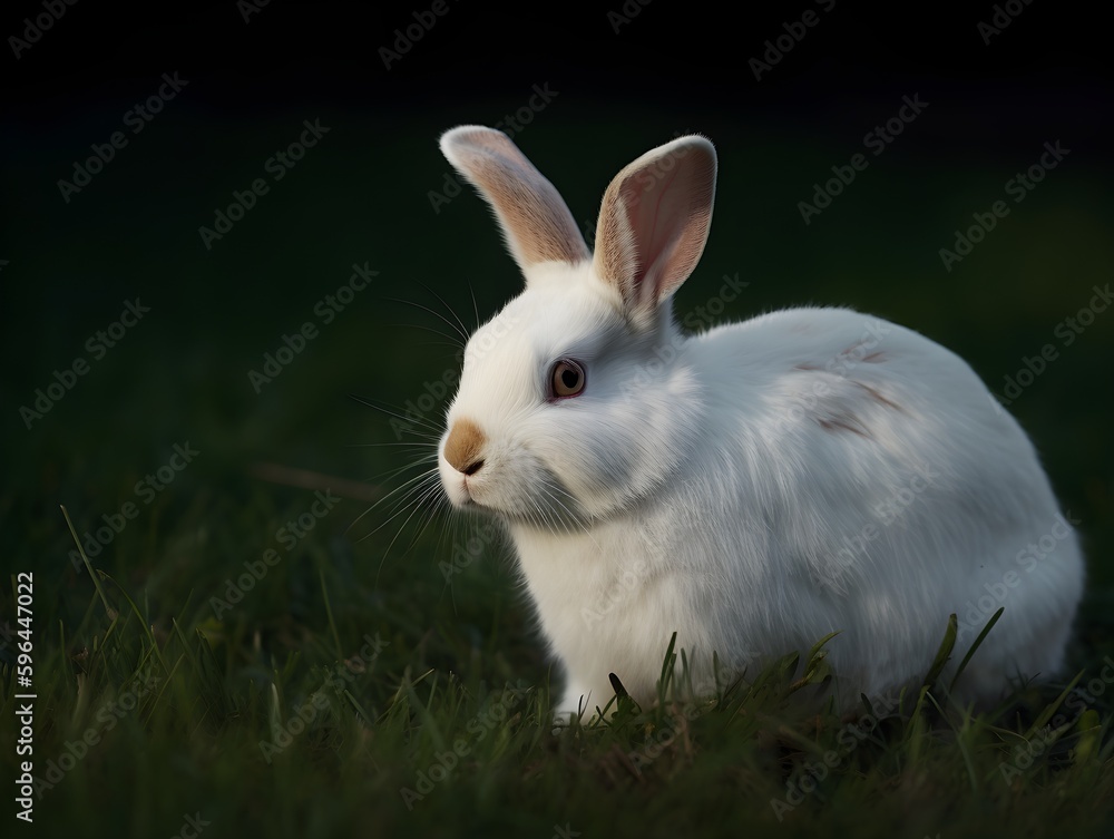 white rabbit on grass (Generative AI) white rabbit on grass (Generative AI)