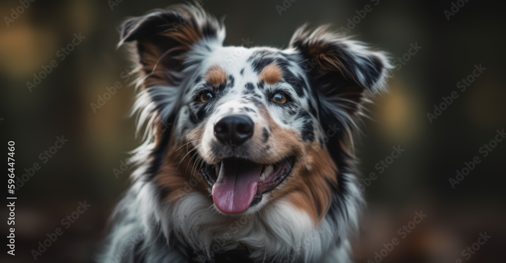 Healthy Dog. Paws for Wellness: Unleash the Benefits of Pet Ownership with Your Happy and Healthy Merle Australian Shepherd.  Generative ai. 