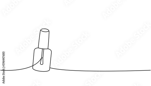 Nail lacquer, nail polish one line continuous drawing. Manicure and pedicure tools continuous one line illustration. Vector linear illustration