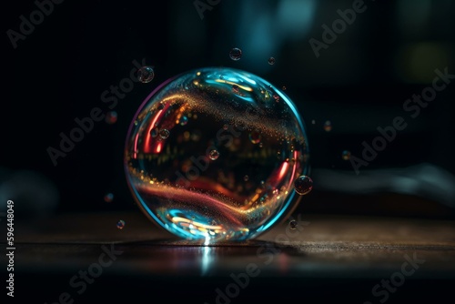 Glowing bubble represents new conceptual idea. Generative AI © Moriko
