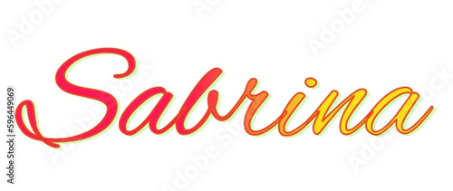 Sabrina - red and yellow color - female name - ideal for websites, emails, presentations, greetings, banners, cards, books, t-shirt, sweatshirt, prints

