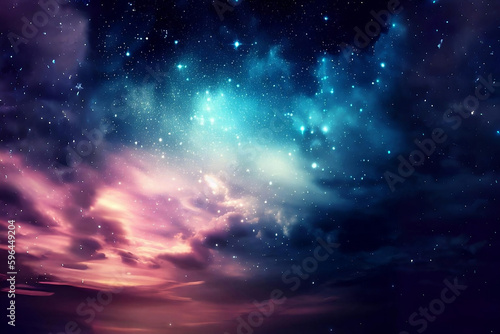 Cielo notturno stellato con nubi e galassia generato dall'AI © Aurora Cosmo