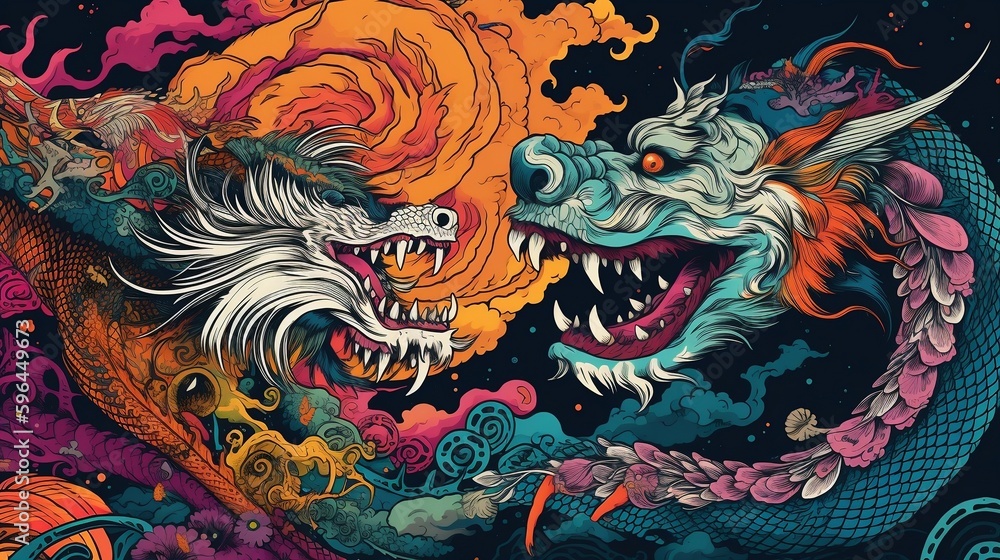 two dragons fight two dragons fight
