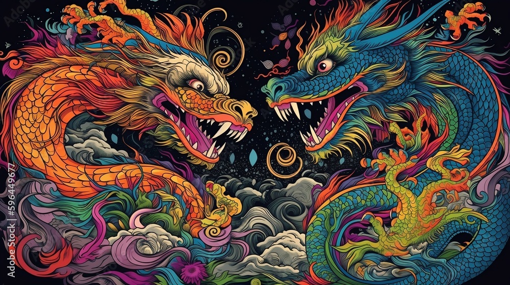 two dragons fight two dragons fight