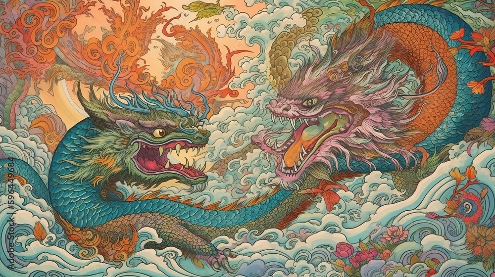 two dragons fight two dragons fight