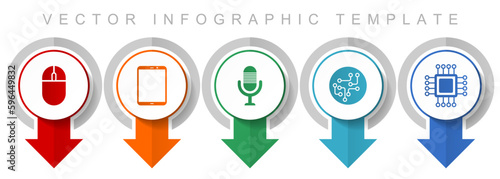 Technology icon set, miscellaneous pointer icons such as computer mouse, tablet, microphone, chip and cpu for webdesign and mobile applications, modern design infographic vector template