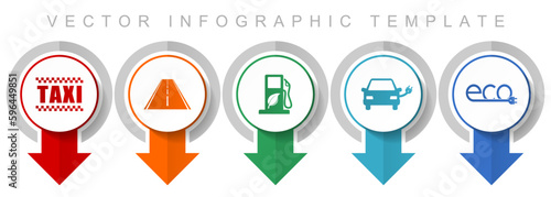 Renewables, transport icon set, miscellaneous pointer icons such as taxi, road, bio fuel, electric car and eco sign for webdesign and mobile applications, modern design infographic vector template