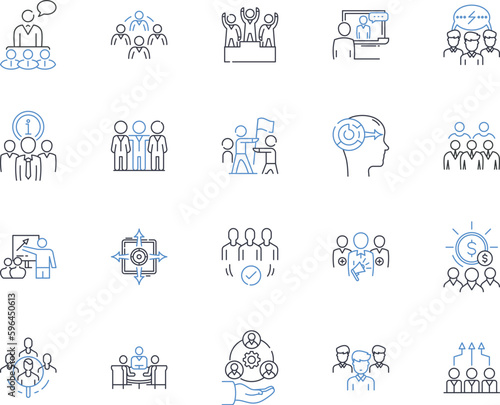 Emotional intelligence line icons collection. Empathy, Self-awareness, Self-regulation, Motivation, Empowered, Resilience, Empathetic vector and linear illustration. Generative AI