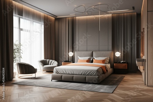 Luxury apartment's spacious master bedroom interior Fototapet