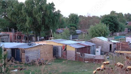 Shanty Town Houses and Improvised Dwellings made from Scrap Materials in the Suburbs of La Plata City in Buenos Aires Province, Argentina.  photo