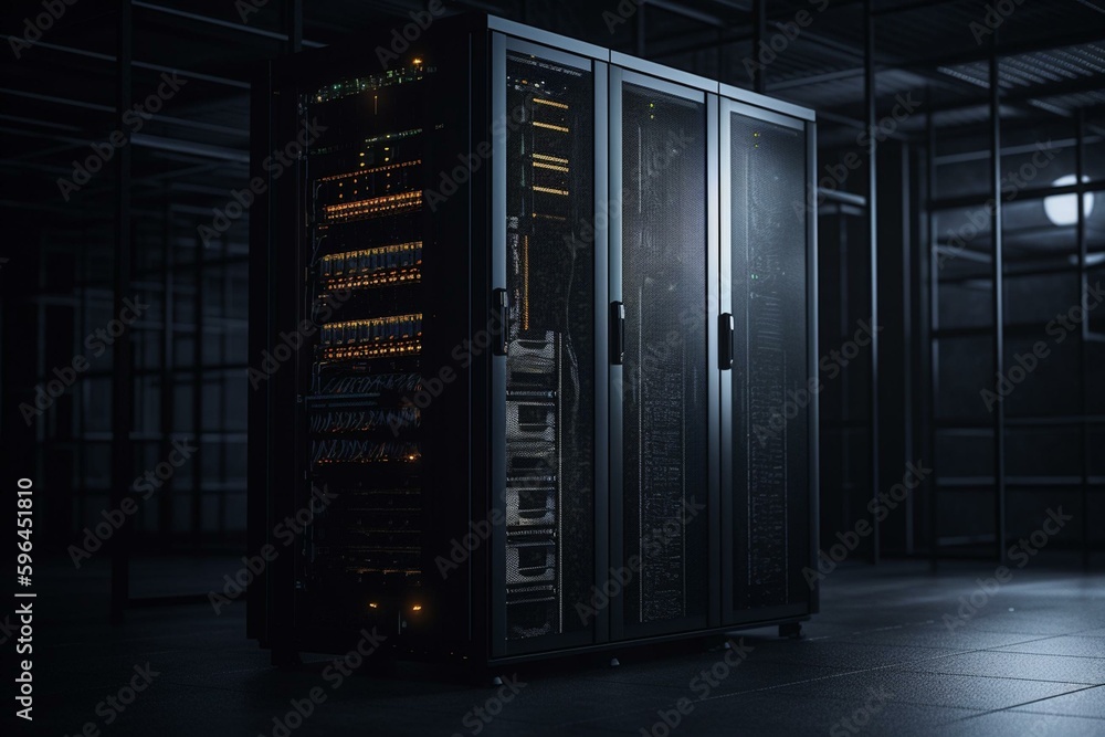 New server edition with modern panels for data center use. Generative AI New server edition with modern panels for data center use. Generative AI