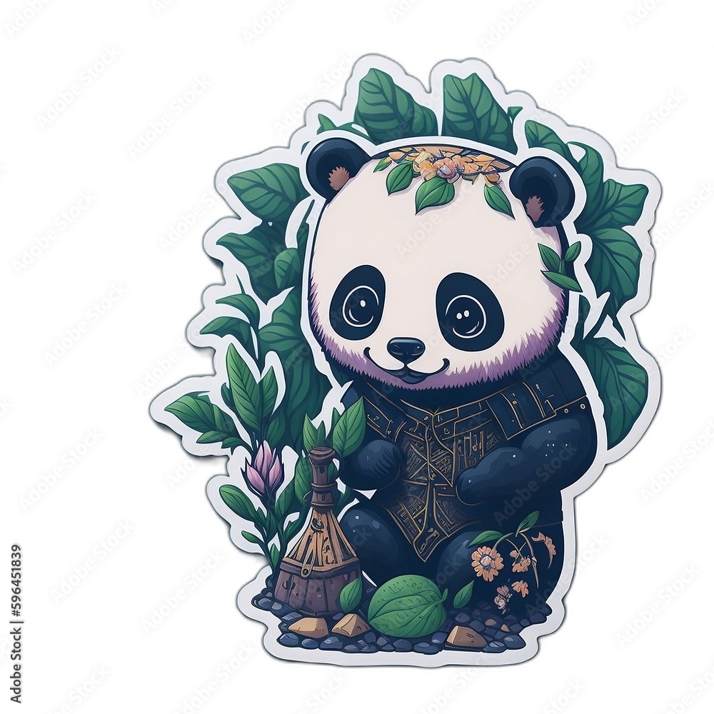 Sticker Cute Panda, No Background Sticker Cute Panda, No Background
