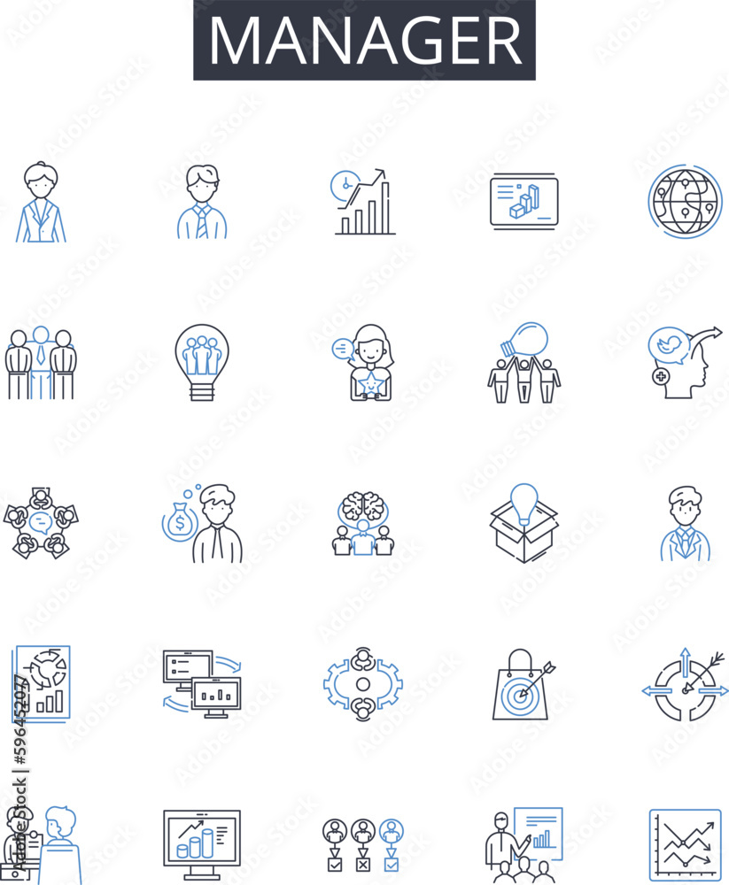 Manager line icons collection. Supervisor, Director, Head, Administrator, Boss, Chief, Controller vector and linear illustration. Organizer,Superintendent,Foreman outline signs set Generative AI