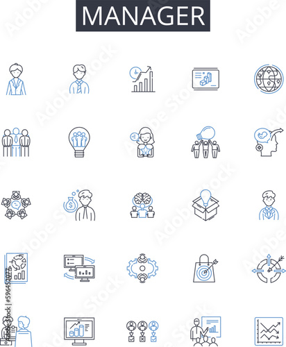 Manager line icons collection. Supervisor, Director, Head, Administrator, Boss, Chief, Controller vector and linear illustration. Organizer,Superintendent,Foreman outline signs set Generative AI