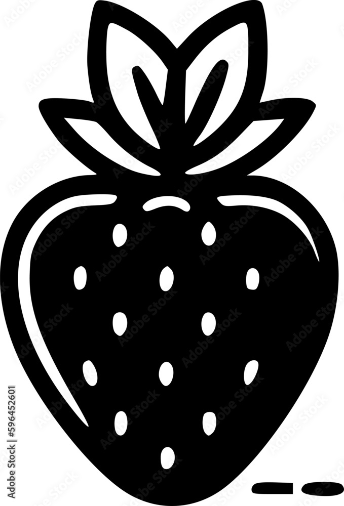 Strawberry - Black and White Isolated Icon - Vector illustration Strawberry - Black and White Isolated Icon - Vector illustration