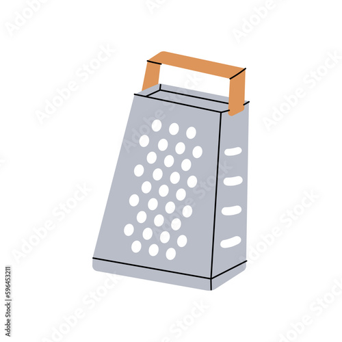 Hand steel grater, kitchen shredder icon. Kitchen tools silhouette. Vector illustration