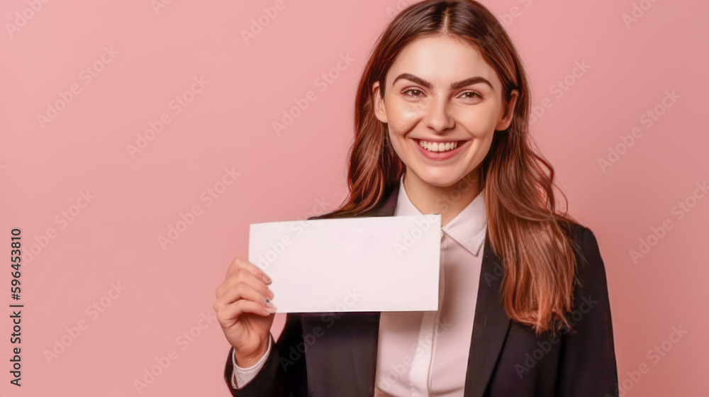 Frau zeigt Tafel Mockup Freude Verkäuferin Werbung Illustration (Generative AI) Digital Art Background Cover Hintergrund Frau zeigt Tafel Mockup Freude Verkäuferin Werbung Illustration (Generative AI) Digital Art Background Cover Hintergrund