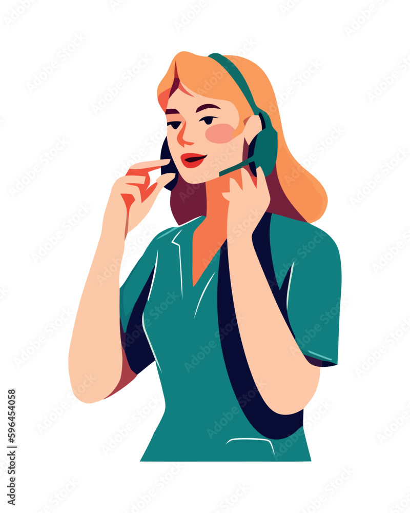 Young adult businesswoman using head phones Young adult businesswoman using head phones