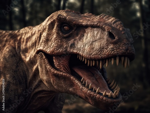 Tyrannosaurus Rex in the jungle Image generated with generative AI   © Adriana