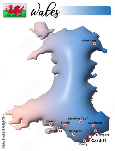 Wales, Fläche und Flagge
