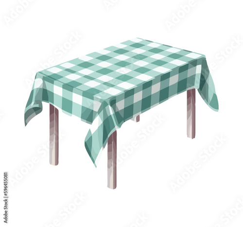 Checked tablecloth and napkin on picnic table