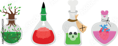 Various and poisonous potions, vector illustration