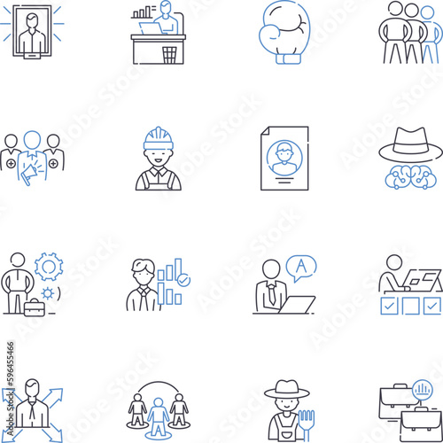 Political ideology line icons collection. Conservatism, Liberalism, Socialism, Capitalism, Anarchism, Fascism, Marxism vector and linear illustration. Generative AI
